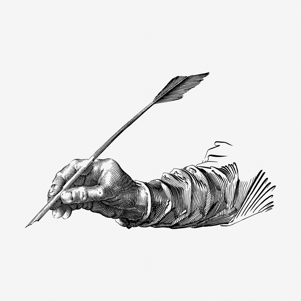 Writing hand, drawing illustration